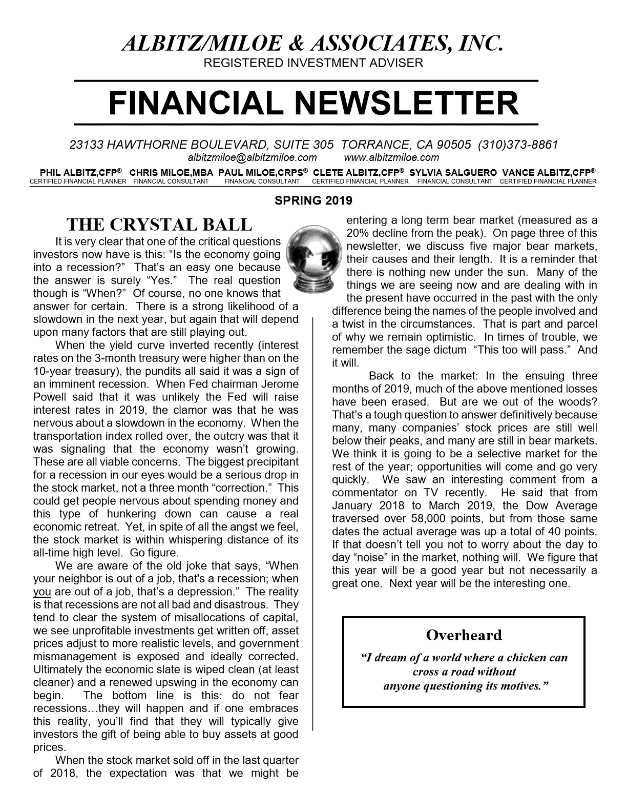 Am Spring 2019 Financial Newsletter 1