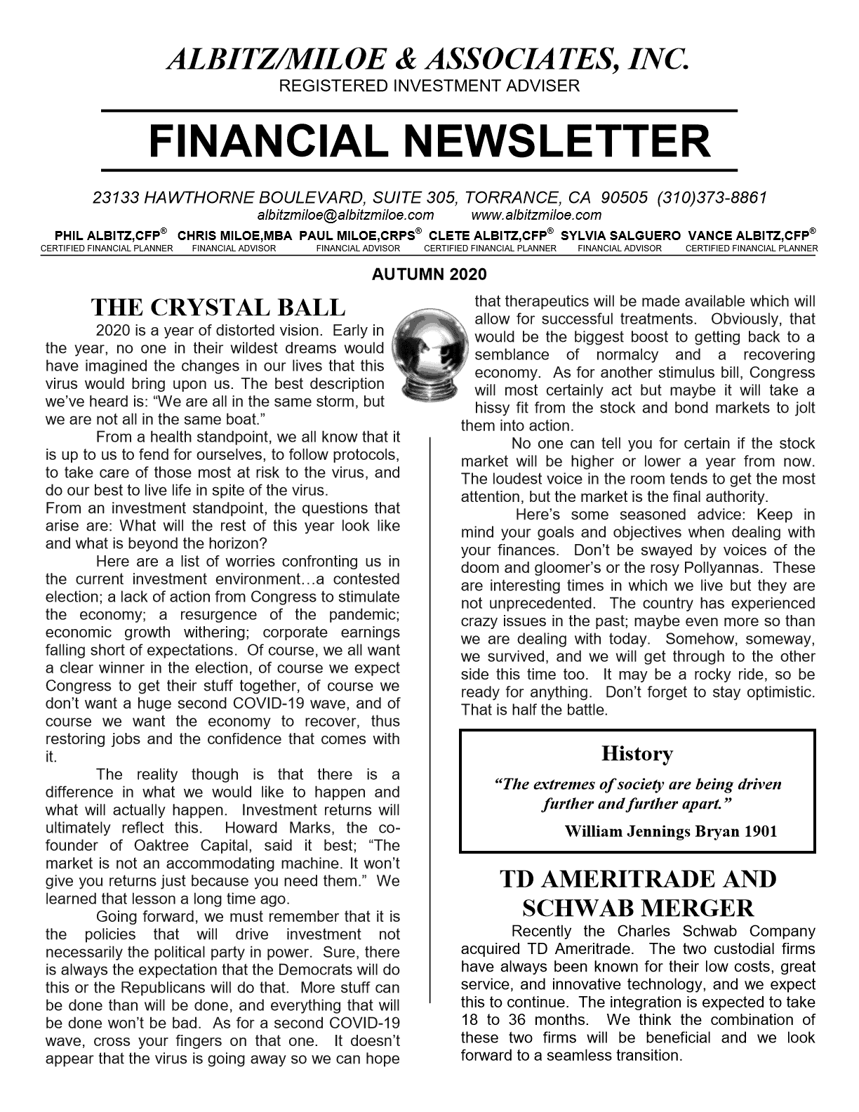 Am Autumn 2020 Financial Newsletter 1