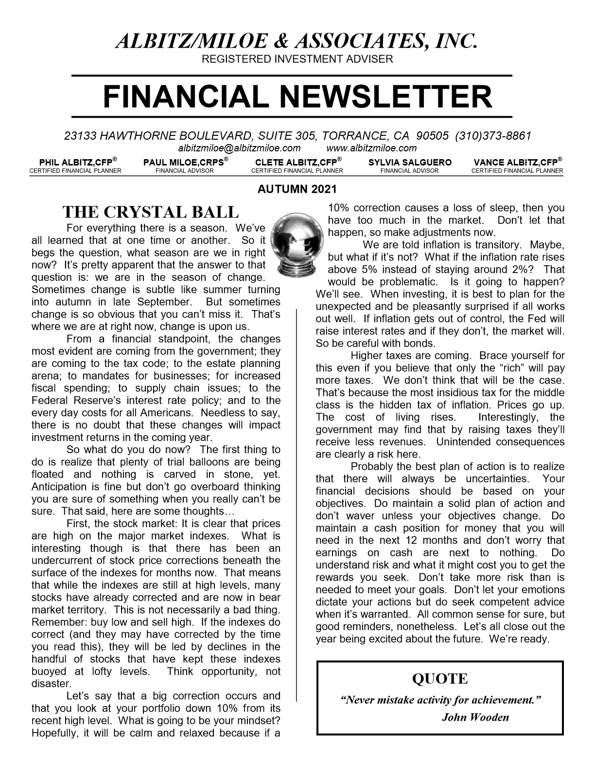 Am Autumn 2021 Financial Newsletter 1
