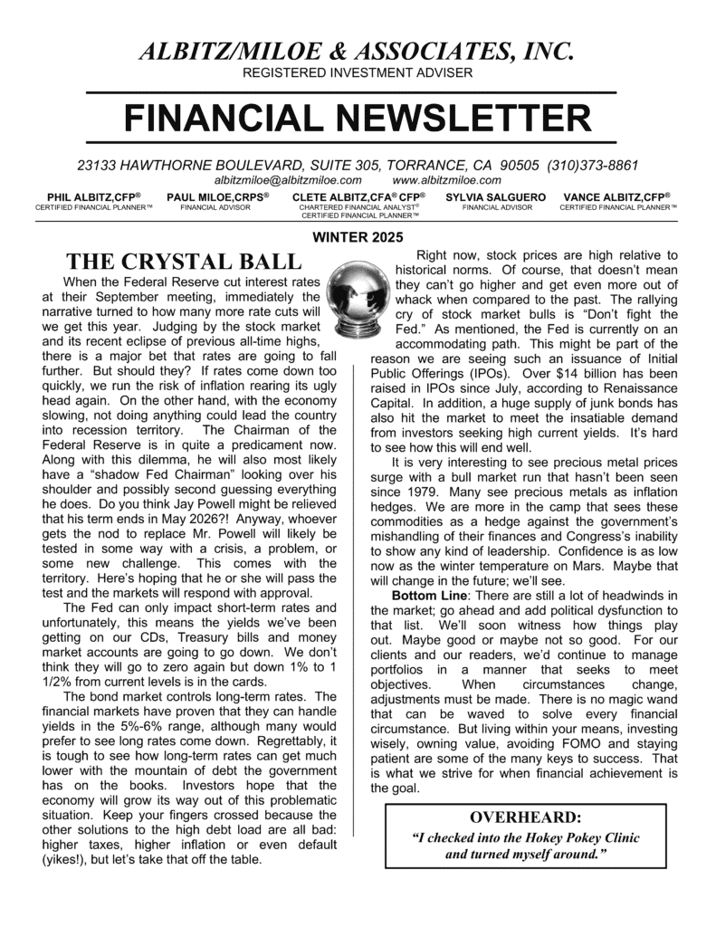 Am winter 2025 financial newsletter